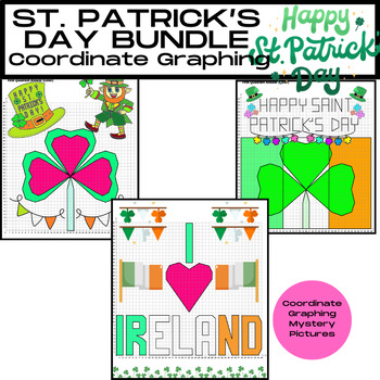 Preview of BUNDLE: ST. PATRICK'S DAY Coordinate Graphing Mystery Pictures
