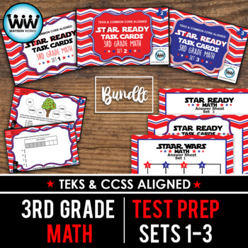 Preview of SETS 1-3 BUNDLE - STAR READY 3rd Grade Math Task Cards - STAAR / TEKS-aligned