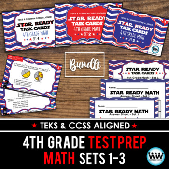 Preview of SETS 1-3 BUNDLE - STAR READY 4th Grade Math Task Cards - STAAR / TEKS-aligned