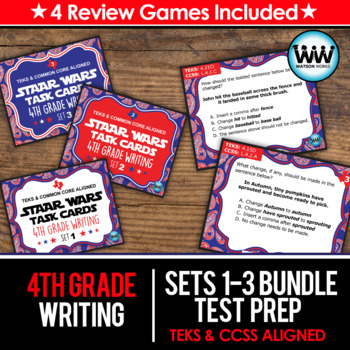 Preview of SETS 1-3 BUNDLE 4th Grade STAAR Writing Review Task Cards New ELAR TEKS