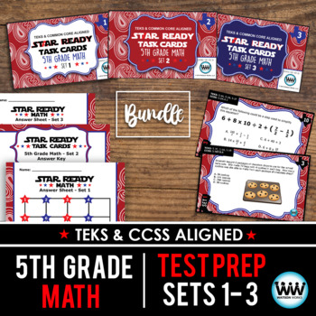 Preview of SETS 1-3 BUNDLE - STAR READY 5th Grade Math Task Cards - STAAR / TEKS-aligned