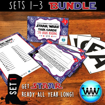 Preview of SETS 1-3 BUNDLE - STAR READY 5th Grade Reading Task Cards STAAR / TEKS-aligned