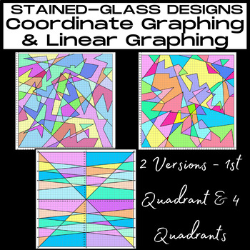 Preview of BUNDLE: STAINED-GLASS DESIGNS-Coordinating & Linear Graphing-Bulletin Board Art