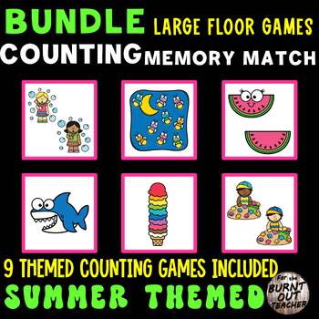 Preview of BUNDLE SUMMER BEACH LARGE FLOOR MEMORY COUNT & MATCH GAMES COUNTING MATCHING