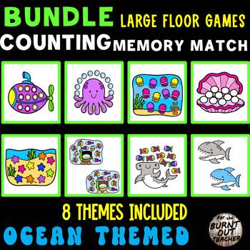 Preview of BUNDLE SUMMER OCEAN SEA LARGE FLOOR MEMORY COUNT & MATCH GAMES COUNTING MATCHING