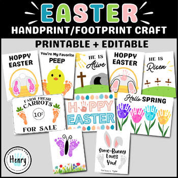 Preview of BUNDLE + Save! Easter Handprint & Footprint Art Crafts, Sprint Activities