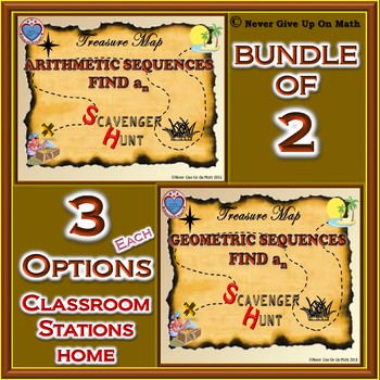 Preview of BUNDLE Scavenger Hunt - Sequences Find an (Arithmetic & Geometric)