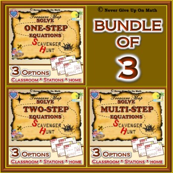 Preview of BUNDLE Scavenger Hunt - Solving Equations (one-step, two-step, & multi-step)