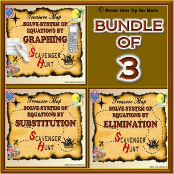 Preview of BUNDLE Scavenger Hunt - Solving Systems of Equations Three Techniques