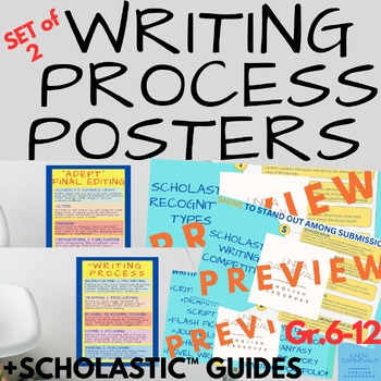 Preview of BUNDLE Scholastic™ Writing Competition +Classroom Decor >Writing Process Posters