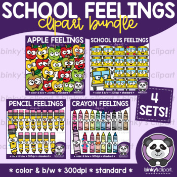 Preview of BUNDLE School Feelings by Binky's Clipart | Emotions Clip Art