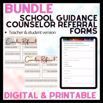 Preview of BUNDLE-- School Guidance Counselor referral forms- virtual & print copy!