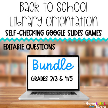 Preview of BUNDLE School Library Orientation Google Slides Game
