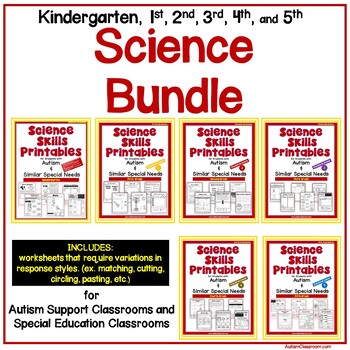 Preview of BUNDLE- Science Printables for Students with Autism (K-5)