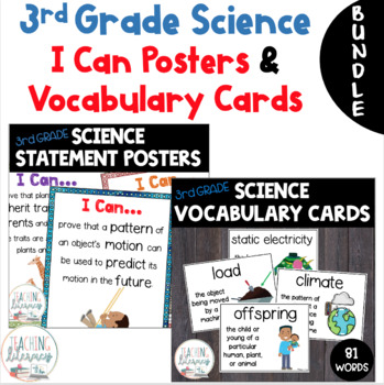 Preview of BUNDLE | Science | Vocabulary Word Wall and I Can Statements | Grade 3
