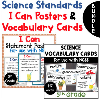Preview of BUNDLE | Science | Vocabulary Word Wall and I Can Statements | Grade 5