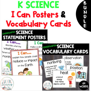 Preview of BUNDLE | Science | Vocabulary Word Wall and I Can Statements | Kindergarten