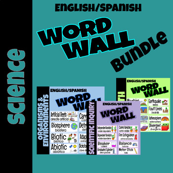 Preview of BUNDLE: Science Word Wall Vocabulary Cards [ENGLISH/SPANISH]