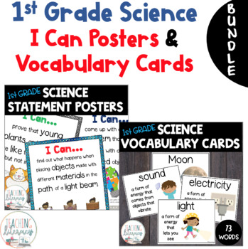 Preview of BUNDLE | Science Word Wall and I Can Statements | Grade 1