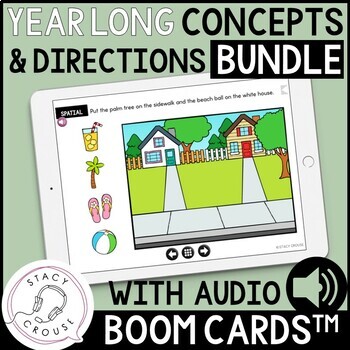 Preview of Basic Concepts Following Directions Speech Therapy Activities Boom Cards™ BUNDLE