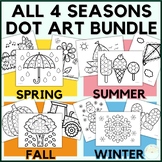 All 4 Seasons Dot Art Worksheets, Spring Summer Fall Winte