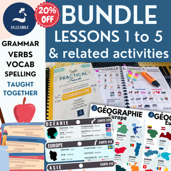 Preview of BUNDLE French Course for beginners with interactive activities and audios L1-5