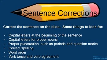 Preview of BUNDLE: Sentence Correction PowerPoints (beginner, intermediate, advanced)