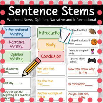 Preview of BUNDLE! Sentence Stems for Weekend News, Opinion, Informational, and Narrative
