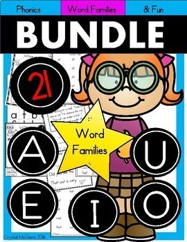 Preview of BUNDLE Short Vowel Phonics Activities for 21 Word Families | 250+ Pages