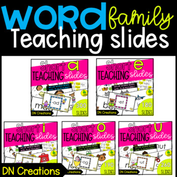 Preview of Short Vowel Google Slides | CVC Word Family Digital Slides | CVC Teaching Slides