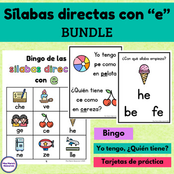 Preview of BUNDLE Sílabas directas con E - Spanish syllables - Spanish phonics - letter E