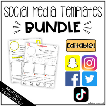 Preview of BUNDLE Social Media Templates  | Snapchat, Twitter, Instagram, Facebook, Tik Tok