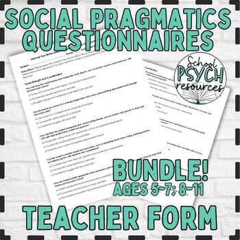 Preview of BUNDLE Social Pragmatics Speech Language Skills Informal Teacher Questionnaire