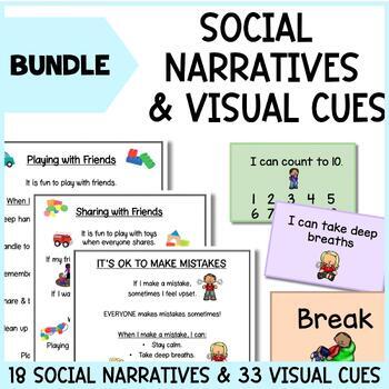 Preview of Bundle Social Narratives & Visual Cue Cards - Autism ABA or Special Education