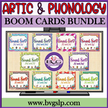 Preview of BOOM CARDS BUNDLE Phonology | Articulation | Sound Sort - Distance Learning
