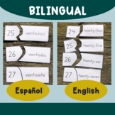 BUNDLE - Spanish AND English numbers puzzles 0-99 with bil