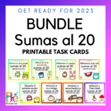 BUNDLE Spanish All Year Math Addition to 20 Task Cards | C