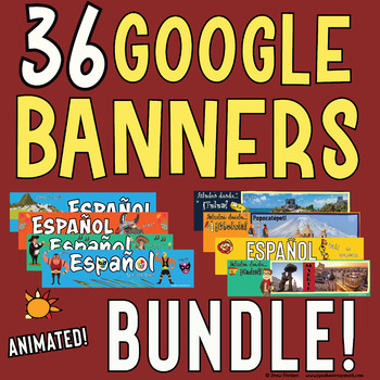 Preview of BUNDLE Spanish Google Classroom Headers and Banners for Spain, Perú and Mexico