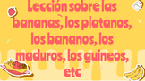 BUNDLE Spanish Lesson Video Google Form Google slides BANANAS