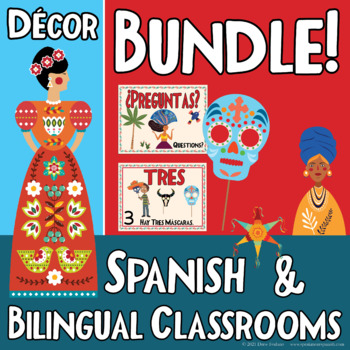 Preview of BUNDLE Spanish Posters and Word Walls Spanish & Bilingual Classroom Decorations
