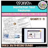 BUNDLE Spanish Text Features Quiz Printable and Digital-Te