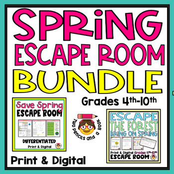 Preview of BUNDLE - Spring Escape Room Reading Comprehension - Earth Day