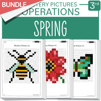 Preview of BUNDLE Spring Math Mystery Pictures Grade 3 Multiplications Divisions