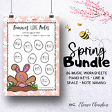 Spring BUNDLE  Music Theory Worksheets - Line & Space / No