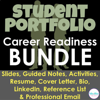 Preview of BUNDLE Student Portfolio | Resume | Cover Letter | LinkedIn | Bio | References