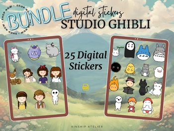 Preview of BUNDLE = Studio Ghibli Digital Stickers | Packs 1 & 2 | Reward Stickers