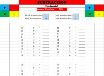 Preview of BUNDLE - Subtraction Worksheets Creator (whole numbers, decimals, fractions)