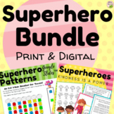 Print & Digital BUNDLE Superhero Preschool, Kindergarten U