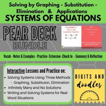 Preview of Systems of Linear Equations: Solving and Applications: PEAR DECK BUNDLE