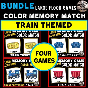 Preview of BUNDLE TRAINS TRAIN LARGE MEMORY MATCH FLOOR GAME COLOR MATCHING COLORS AUTISM